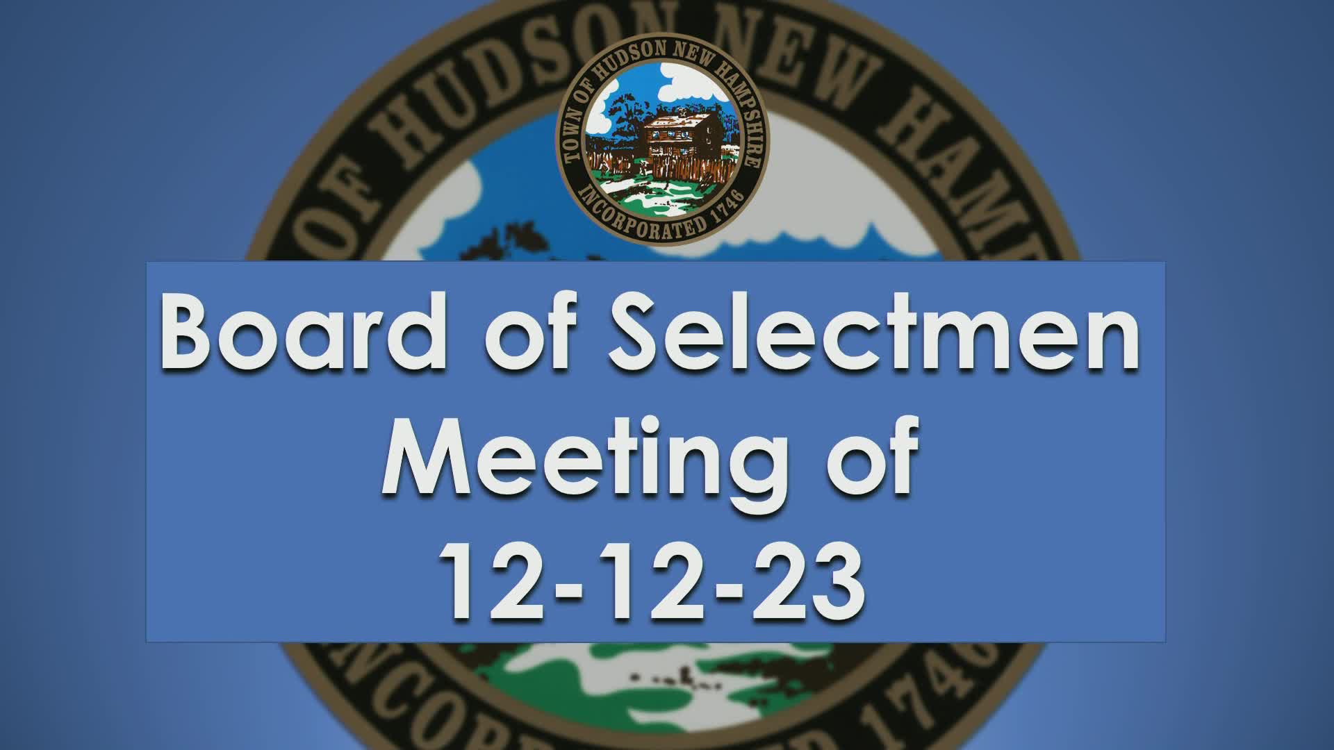 Board of Selectmen Meeting of 121123