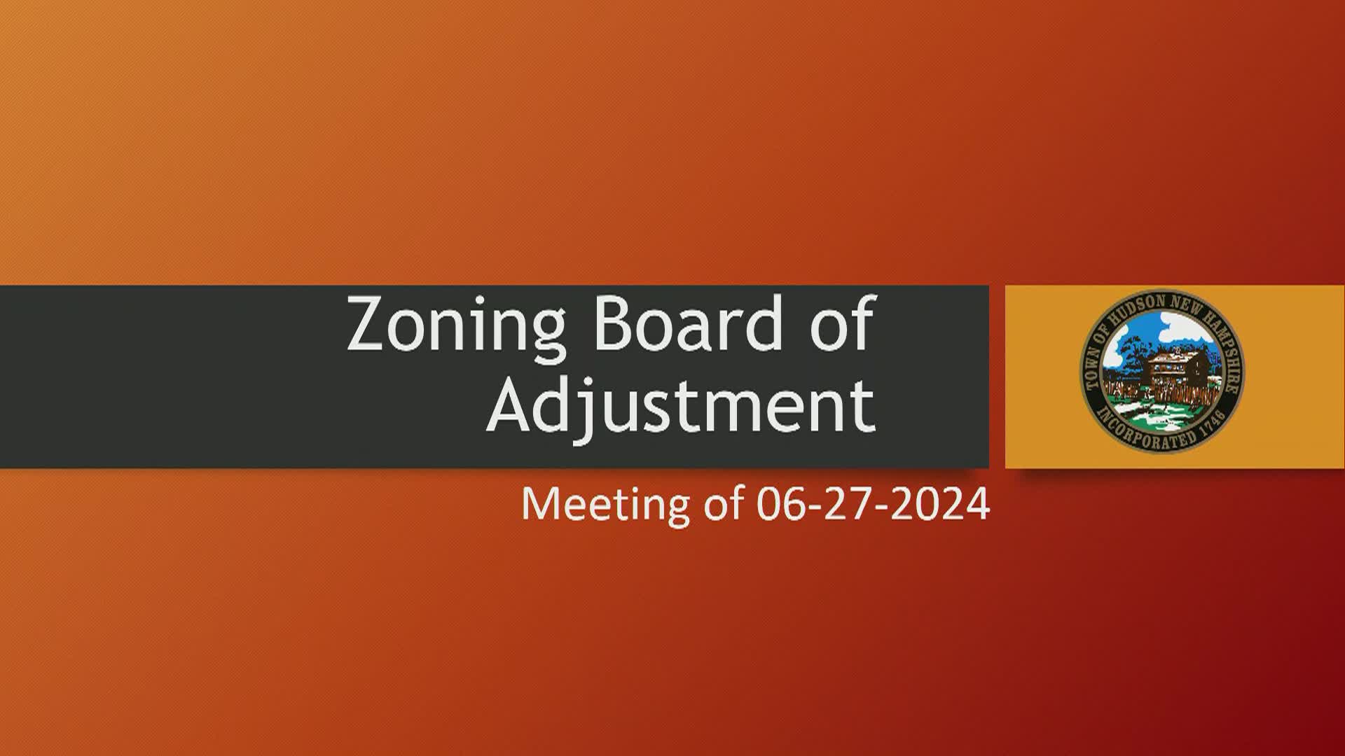 Zoning Board of Adjustment Meeting of 062724