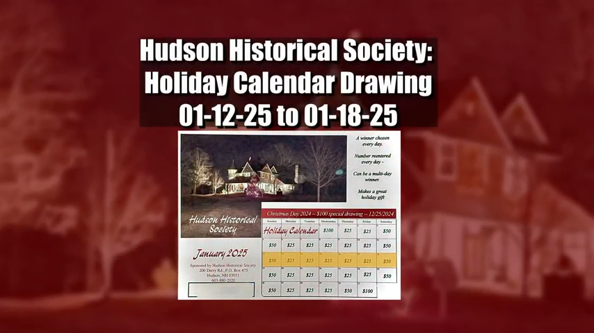 Hudson Historical Society - Holiday Calendar Drawing 01-19-25 to 01-25-25