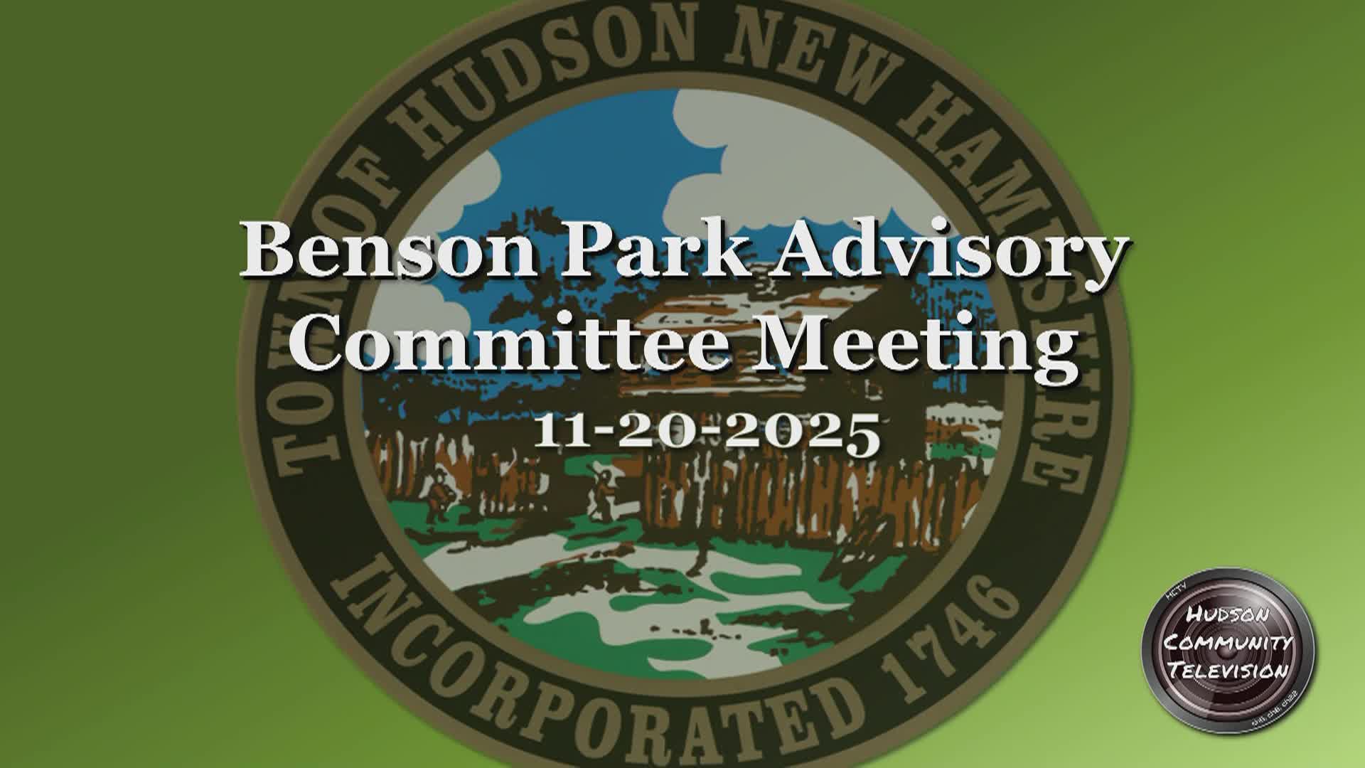 Benson Park Committee Meeting of 11-20-25