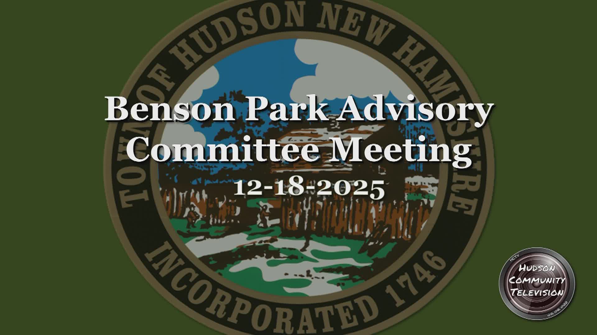 Benson Park Committee Meeting of 12-18-25