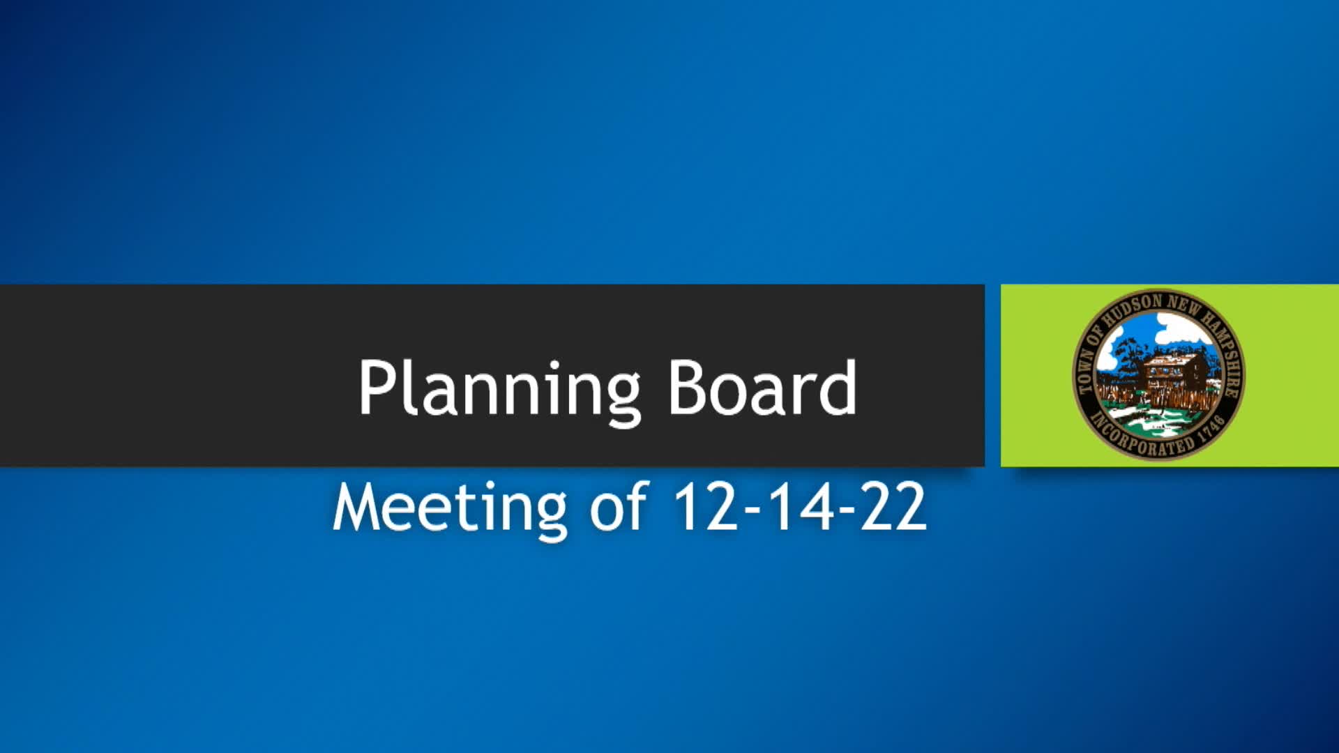 Planning Board Meeting of 12-14-22